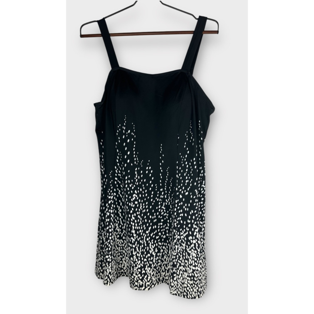 NWT Swimsuits For All 1 Piece Swim Dress Black White Dot Swimdress Plus Size 18 - Picture 9 of 9